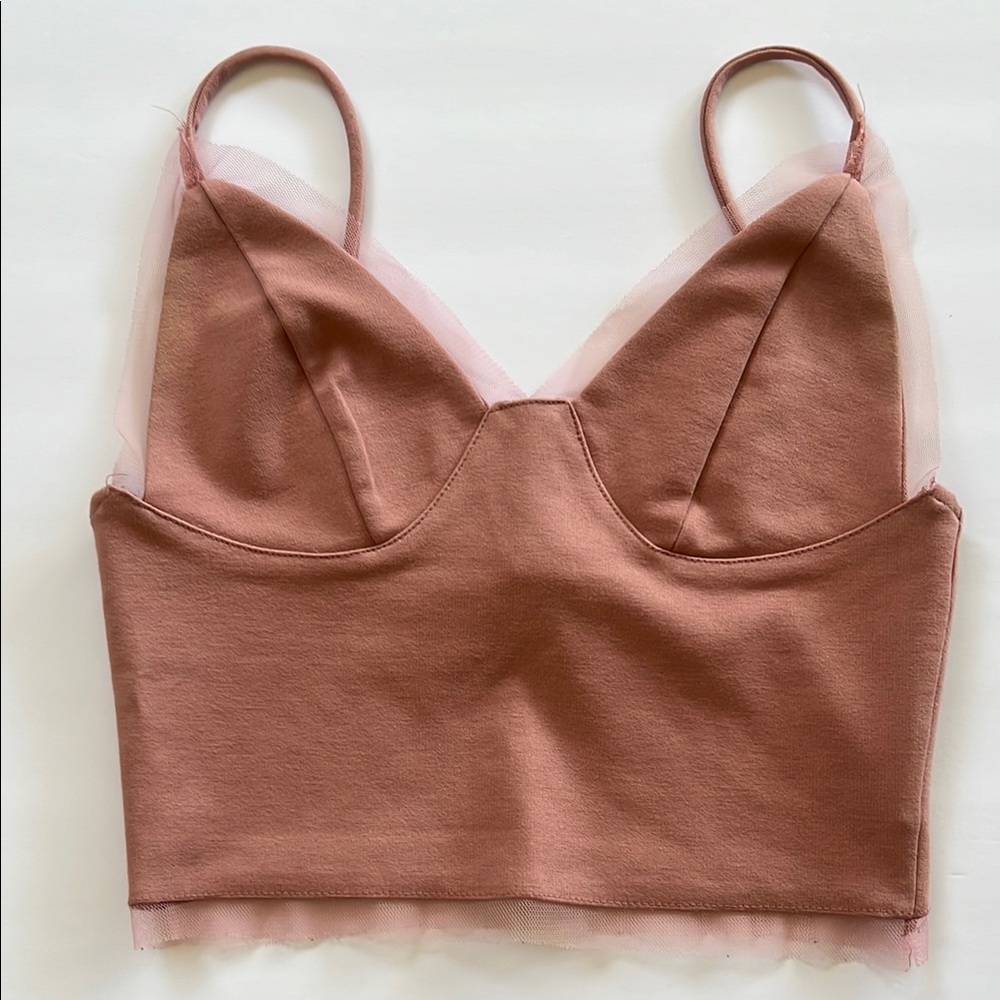 Silence + Noise Dusty Pink Mesh‎ Crop top Bralette XS